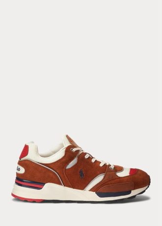 Brun Ralph Lauren Trackster för män 200 mocka & Mesh sneakers