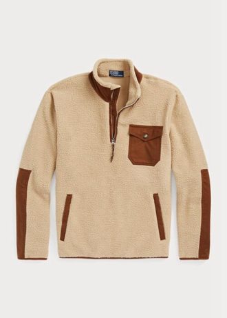 Brun tröja för män Ralph Lauren Hybrid med kvarts dragkedja