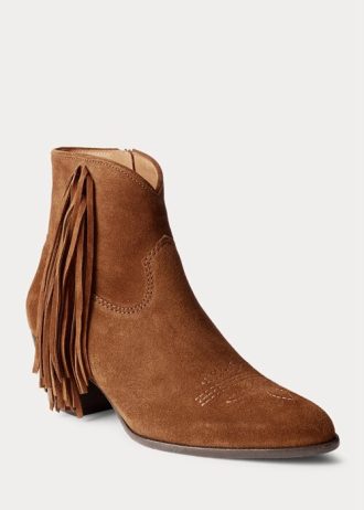 Bruna dam Ralph Lauren Lucille Fringe-Trim Mockaboots