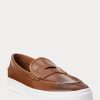 Bruna mäns Ralph Lauren Keaton Penny Loafers i läder