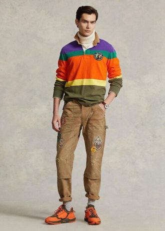 Bruna mäns Ralph Lauren Relaxed Fit Distressed Canvas Byxor