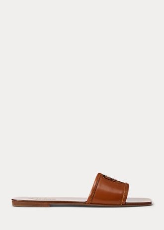Bruna Ralph Lauren Andela sandaler i brunt kalvskinn för kvinnor