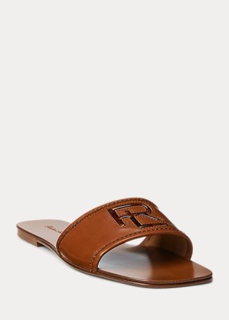 Bruna Ralph Lauren Andela sandaler i brunt kalvskinn för kvinnor