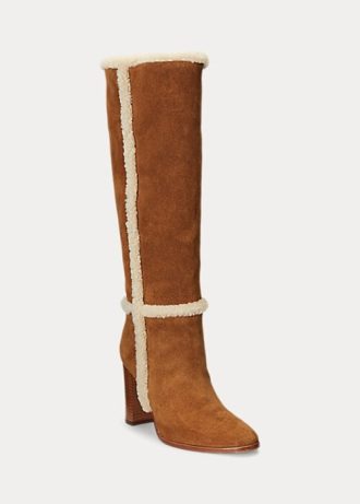 Bruna Ralph Lauren Aubri stövlar i mocka för kvinnor