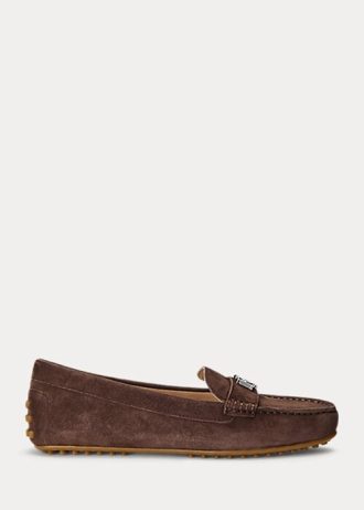 Bruna Ralph Lauren Barnsbury mocka Loafers för kvinnor