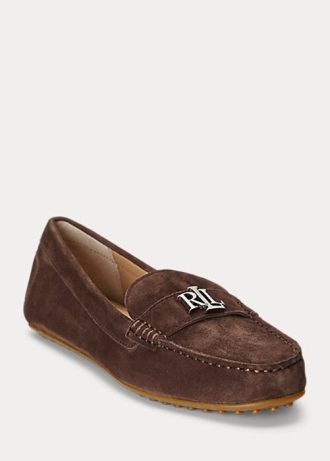 Bruna Ralph Lauren Barnsbury mocka Loafers för kvinnor