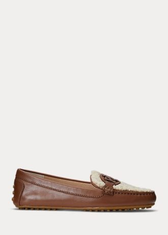 Bruna Ralph Lauren Brynn Nappa Läder Driver Flat Shoes för kvinnor