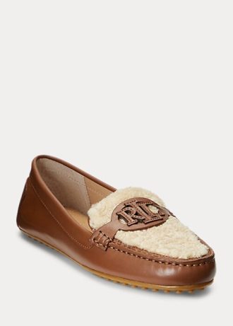 Bruna Ralph Lauren Brynn Nappa Läder Driver Flat Shoes för kvinnor