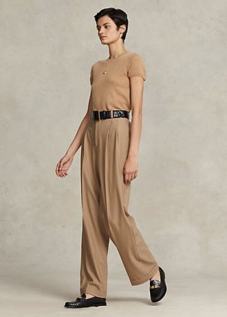 Bruna Ralph Lauren byxor i ullblandning med raka ben för kvinnor