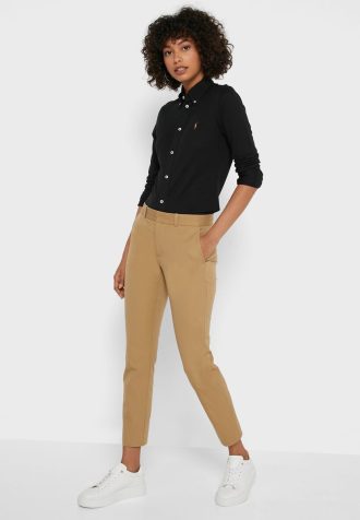 Bruna Ralph Lauren byxor med hög midja för kvinnor