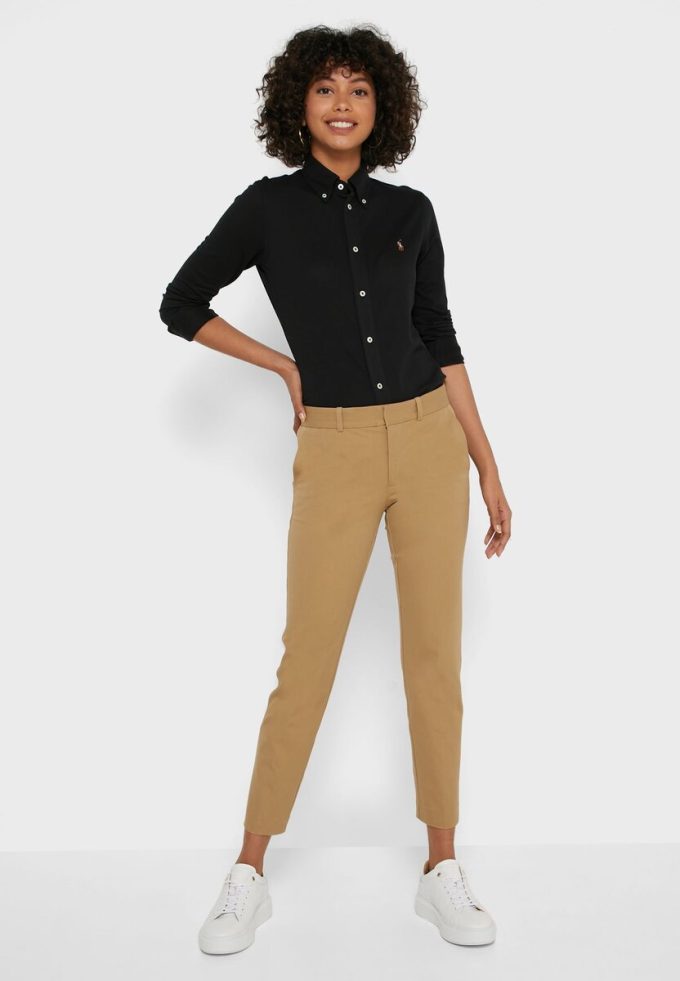 Bruna Ralph Lauren byxor med hög midja för kvinnor Bruna Ralph Lauren byxor med hög midja för kvinnor