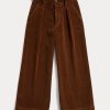 Bruna Ralph Lauren Cropped Corduroy vidbensbyxor för kvinnor Bruna Ralph Lauren Cropped Corduroy vidbensbyxor för kvinnor