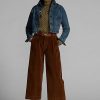 Bruna Ralph Lauren Cropped Corduroy vidbensbyxor för kvinnor Bruna Ralph Lauren Cropped Corduroy vidbensbyxor för kvinnor