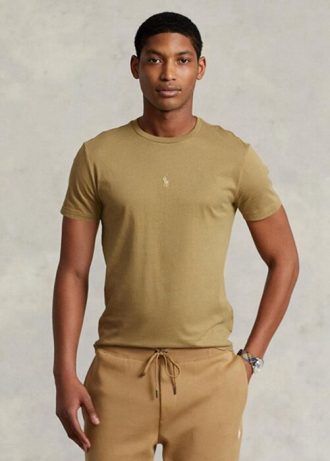 Bruna Ralph Lauren Custom Slim Fit T-shirts med rund hals för män