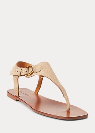 Bruna Ralph Lauren Delancie Welington sandaler i kalvmocka för kvinnor