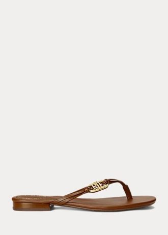 Bruna Ralph Lauren Emalia Nappa läderflipflops för kvinnor