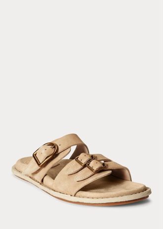 Bruna Ralph Lauren Ezra kalvskinnsandaler i mocka för kvinnor
