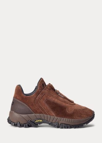 Bruna Ralph Lauren Grayson Sneakers med dragkedja i kalvmocka för kvinnor