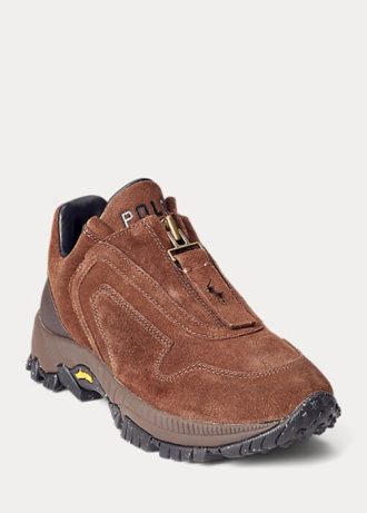 Bruna Ralph Lauren Grayson Sneakers med dragkedja i kalvmocka för kvinnor