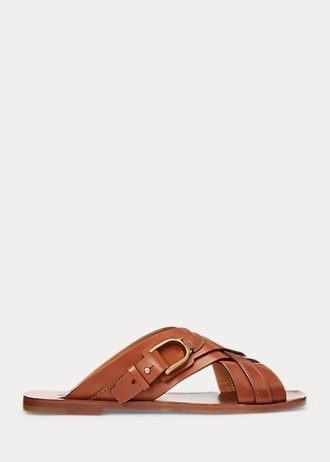 Bruna Ralph Lauren Jacie Kalvskinnsbygelsandaler för kvinnor