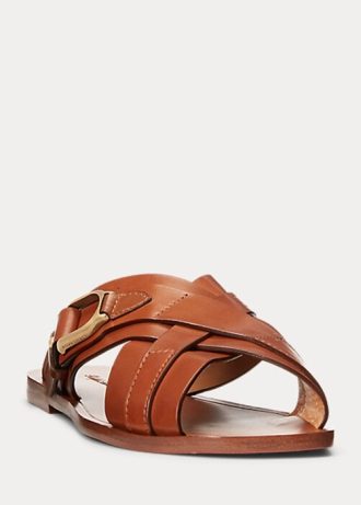 Bruna Ralph Lauren Jacie Kalvskinnsbygelsandaler för kvinnor