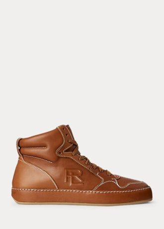 Bruna Ralph Lauren Jaemyn Calfskin High-Top Sneakers för kvinnor