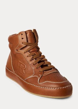 Bruna Ralph Lauren Jaemyn Calfskin High-Top Sneakers för kvinnor