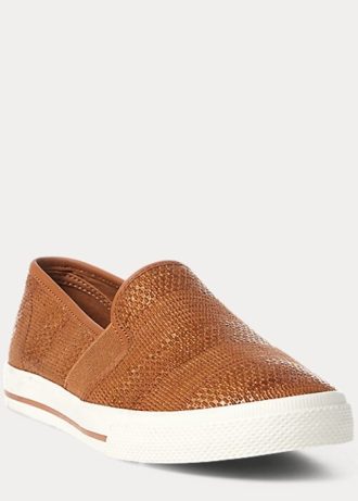 Bruna Ralph Lauren Jinny Woven Slip-On Sneakers för kvinnor