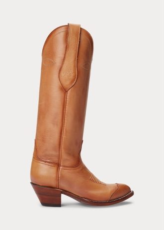 Bruna Ralph Lauren Kiera Cowboystövlar i läder för kvinnor
