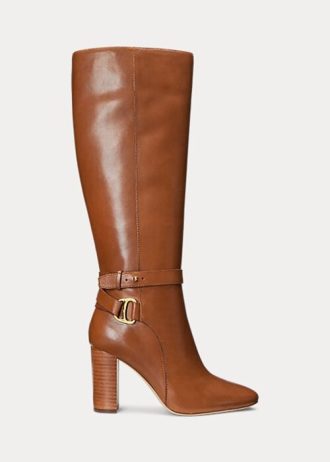 Bruna Ralph Lauren Makenna ridstövlar i brunt läder för kvinnor
