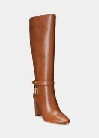 Bruna Ralph Lauren Makenna ridstövlar i brunt läder för kvinnor