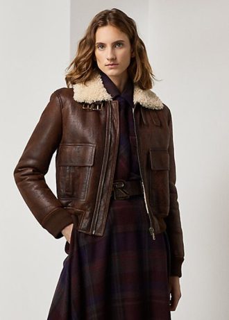 Bruna Ralph Lauren Niketa Burnished Merino Shearling-jackor för kvinnor