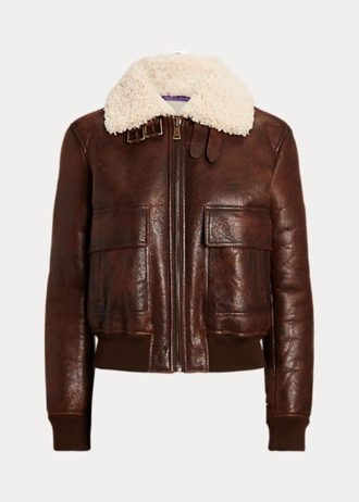 Bruna Ralph Lauren Niketa Burnished Merino Shearling-jackor för kvinnor