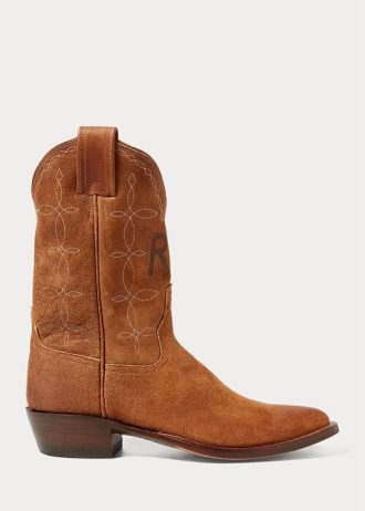 Bruna Ralph Lauren Plainview Cowboystövlar i mocka för män