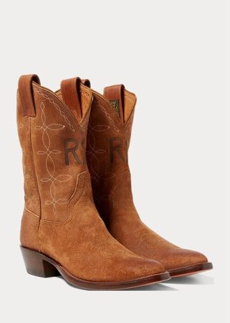 Bruna Ralph Lauren Plainview Cowboystövlar i mocka för män