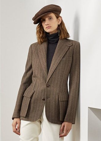 Bruna Ralph Lauren Preston Herringbone-jackor för kvinnor