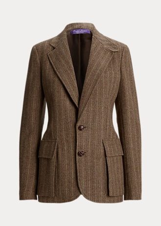 Bruna Ralph Lauren Preston Herringbone-jackor för kvinnor