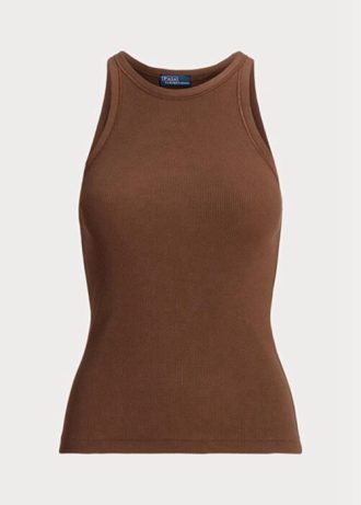 Bruna Ralph Lauren Ribbstickade bomullströjor för kvinnor