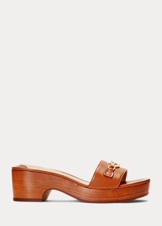 Bruna Ralph Lauren Roxanne Nappa lädersandaler för kvinnor
