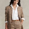 Bruna Ralph Lauren Rutiga ull-linne tweedjackor för kvinnor Bruna Ralph Lauren Rutiga ull-linne tweedjackor för kvinnor