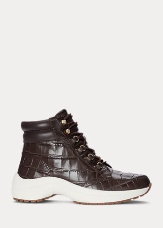 Bruna Ralph Lauren Rylee High-Top Sneakers i präglat läder för kvinnor