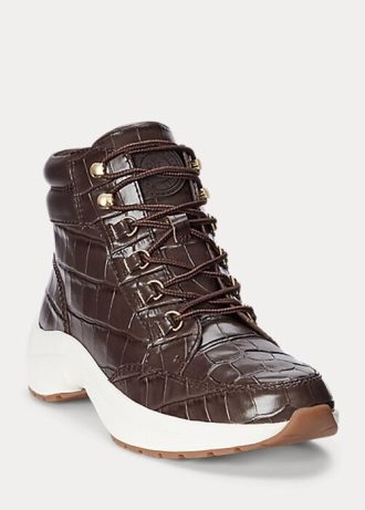 Bruna Ralph Lauren Rylee High-Top Sneakers i präglat läder för kvinnor