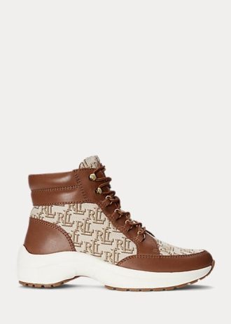 Bruna Ralph Lauren Rylee Monogram Jacquard High-Top Sneakers för kvinnor