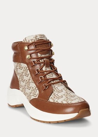 Bruna Ralph Lauren Rylee Monogram Jacquard High-Top Sneakers för kvinnor