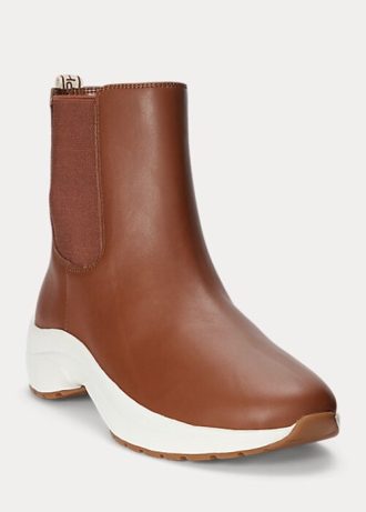 Bruna Ralph Lauren Rylee Slip-On Sneakers i polerat läder för kvinnor