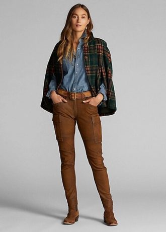 Bruna Ralph Lauren skinnbyxor i skinn för kvinnor