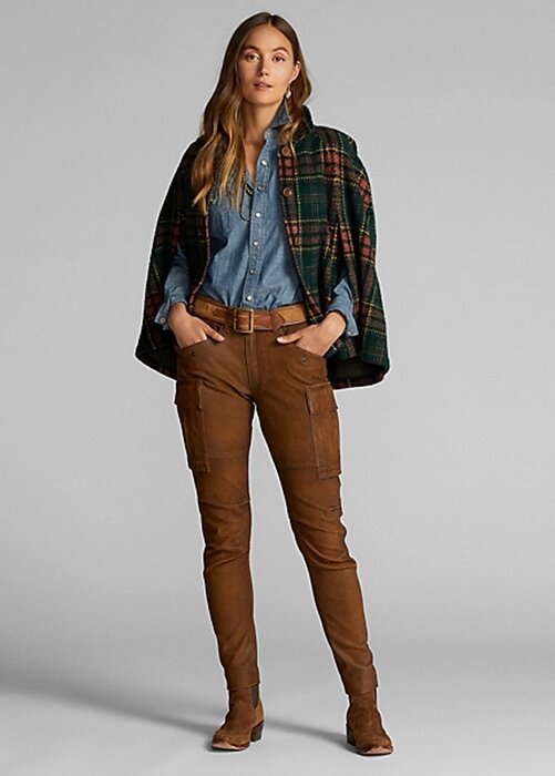 Bruna Ralph Lauren skinnbyxor i skinn för kvinnor Bruna Ralph Lauren skinnbyxor i skinn för kvinnor