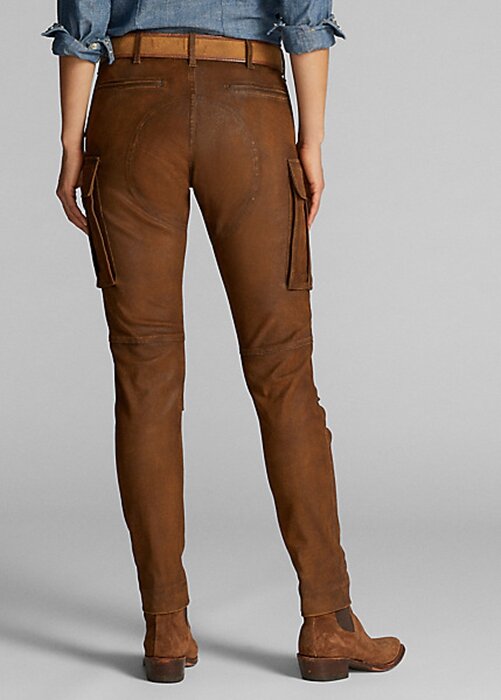Bruna Ralph Lauren skinnbyxor i skinn för kvinnor Bruna Ralph Lauren skinnbyxor i skinn för kvinnor