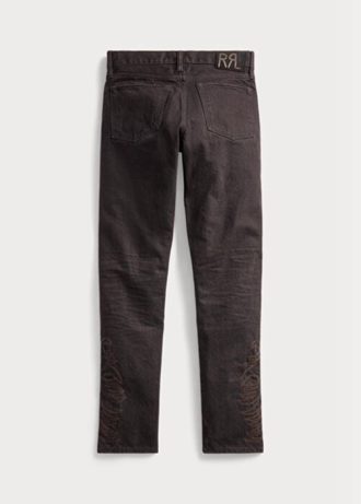 Bruna Ralph Lauren Slim Slim Fit Svarta Resin Rinse Jeans för män