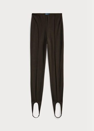 Bruna Ralph Lauren Stirrup Leggings med sidoblixtlås för kvinnor